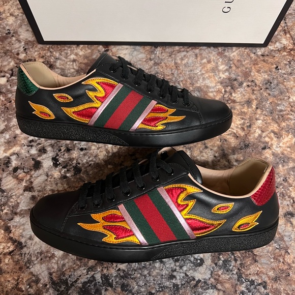 Adidas Gucci Ace flames black size 6G 7US authentic red green Rhyton gg - Picture 4 of 10